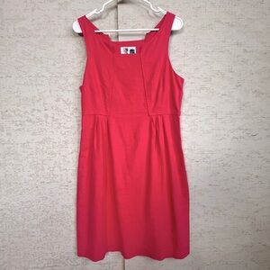 Edme & Esyllte Linen Pink Pleats Panel Sleeveless Dress Square Neckline Sz 12